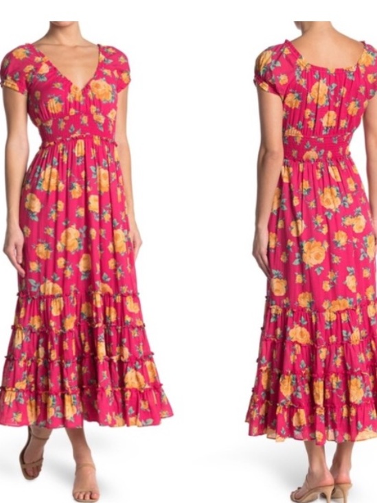 Betsey Johnson Dresses & Skirts - Betsey Johnson Pink Ruffled Tiered maxi Sundress size Large